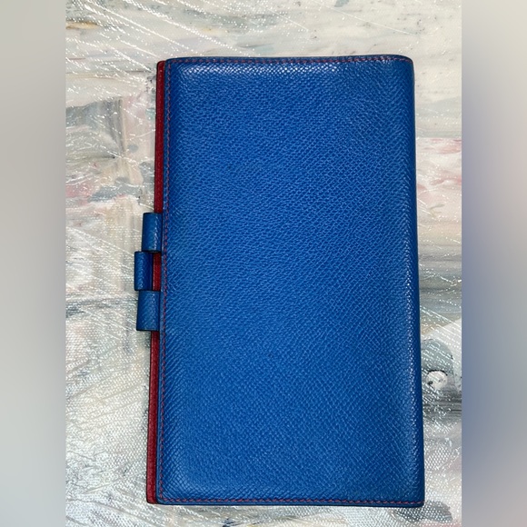 ✨HERMÈS Blue with Red Colourblocking Interior Espom Leather Agenda Cover 💙❤️ - Picture 4 of 13
